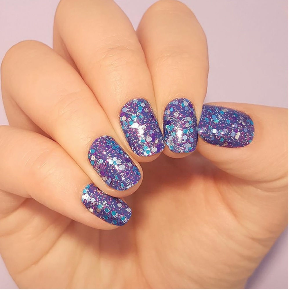 *Retired* Color Street: Mardi Gras | Blue Purple Teal Silver Glitter Party - Picture 1 of 15